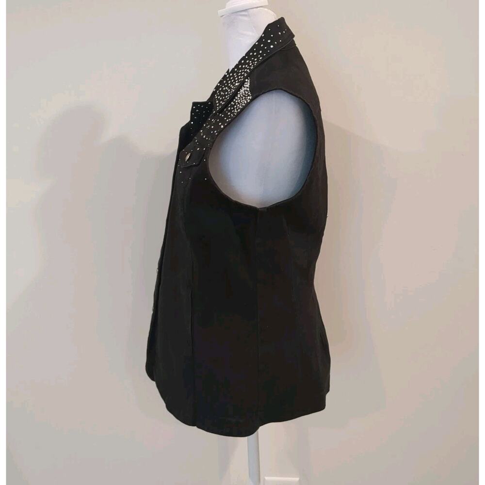 Christine Alexander Black Denim Bling Vest Crystal Rhinestones Studs Large - Picture 8 of 13
